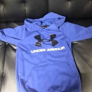 Boys used blue under armor pull on hoodie sz md